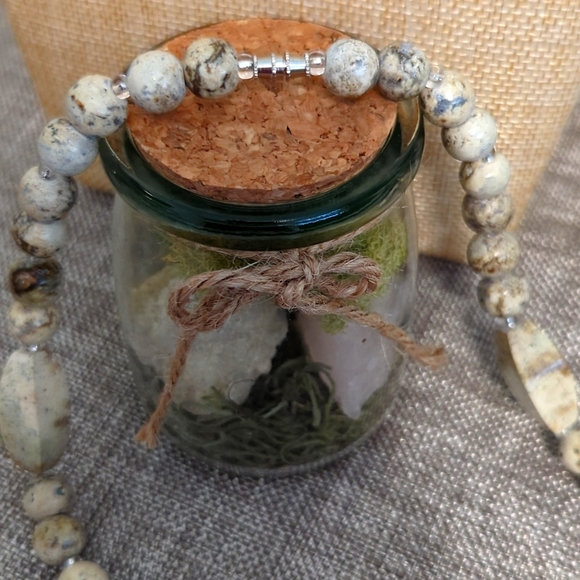 Natural Gemstone Dendritic Picture Jasper Necklace - Picture 4 of 5